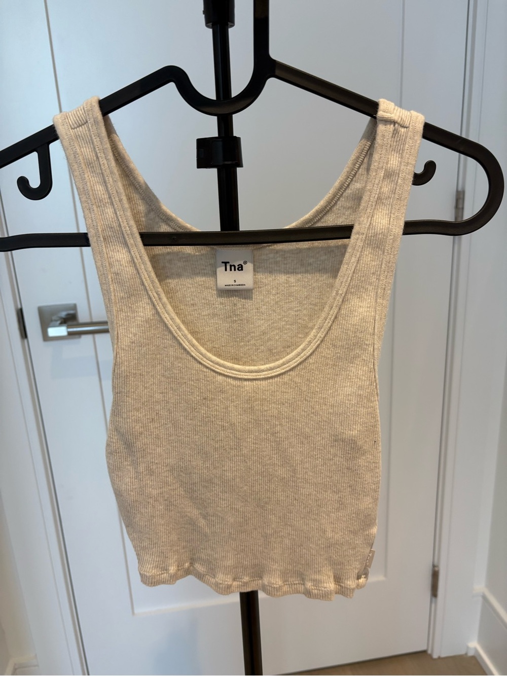 TNA Ribbed Crop Tank Top in Oatmeal